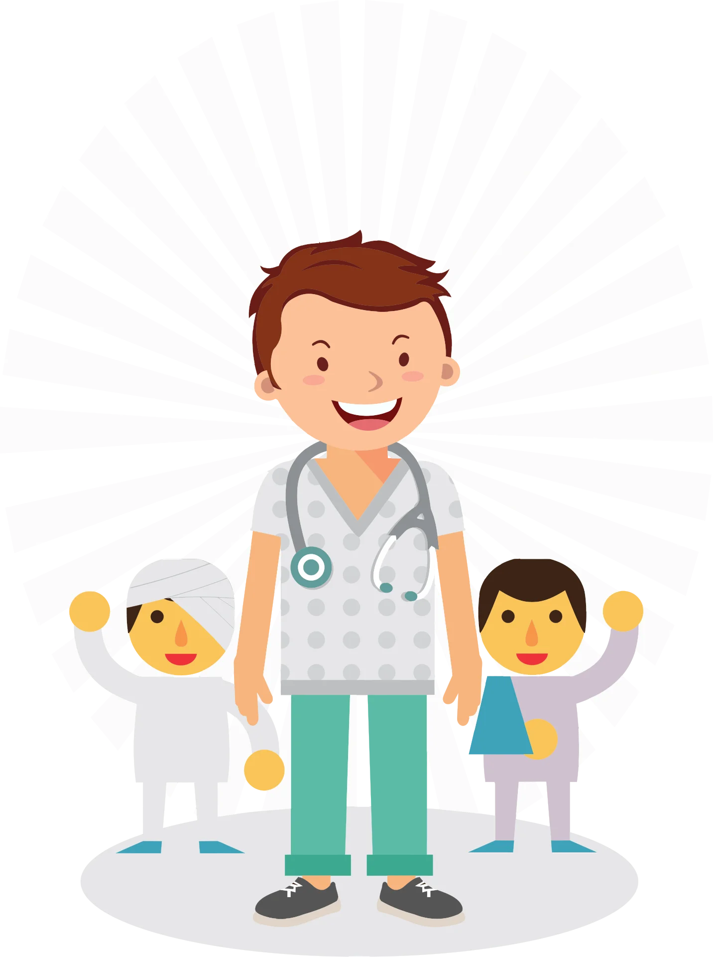 Friendly Pediatric Doctor Clipart with Cheerful Young Patients
