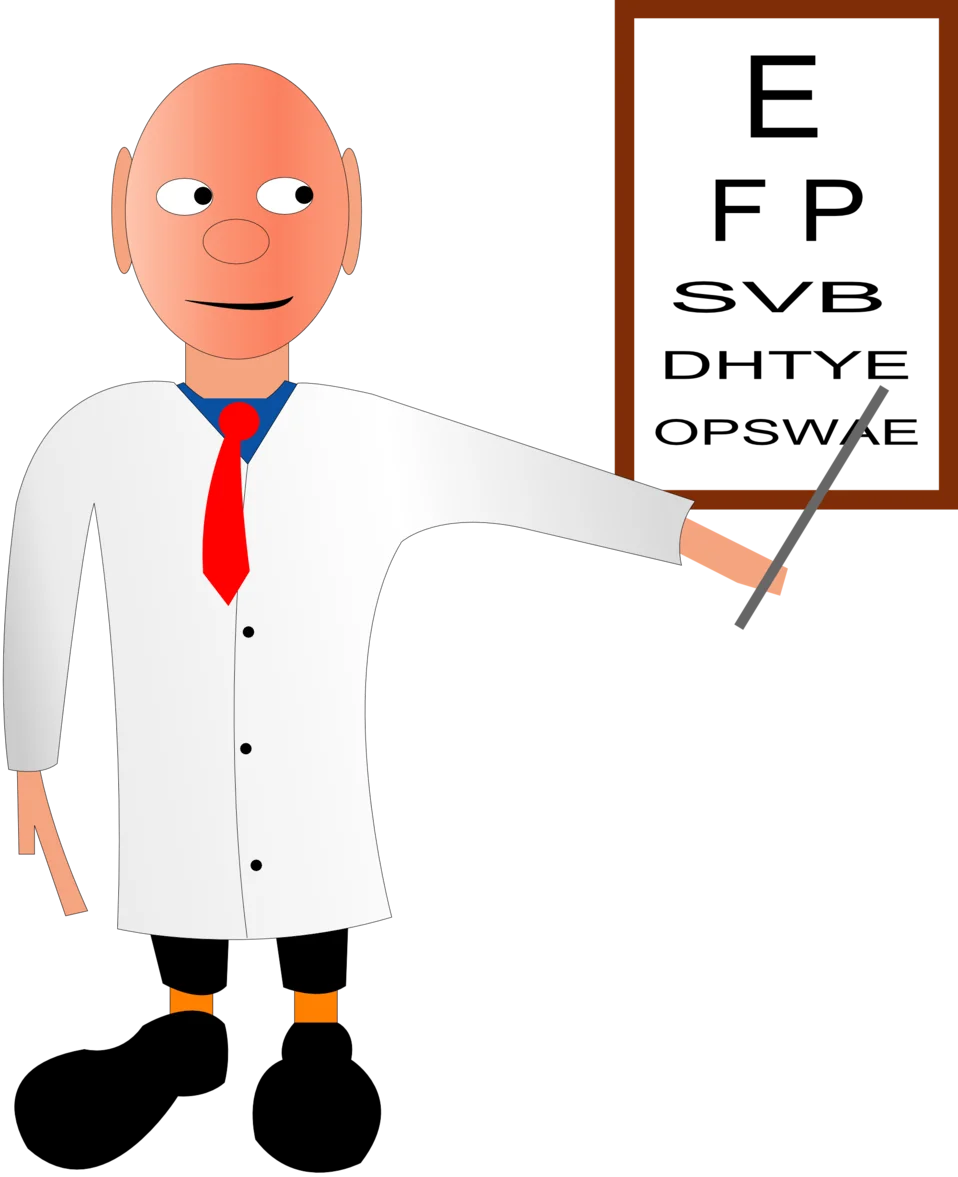 Professional Eye Doctor Clipart Illustration with Eye Chart Examination