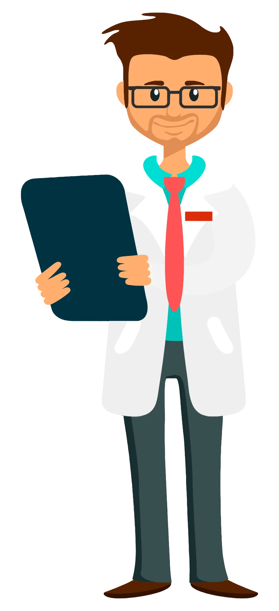 Professional Healthcare Provider Cartoon Clipart with Digital Tablet
