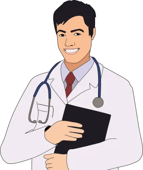 Professional Medical Practitioner Clipart Illustration with Stethoscope and Clipboard