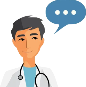 Professional Medical Professional Cartoon Clipart Illustration with Speech Bubble