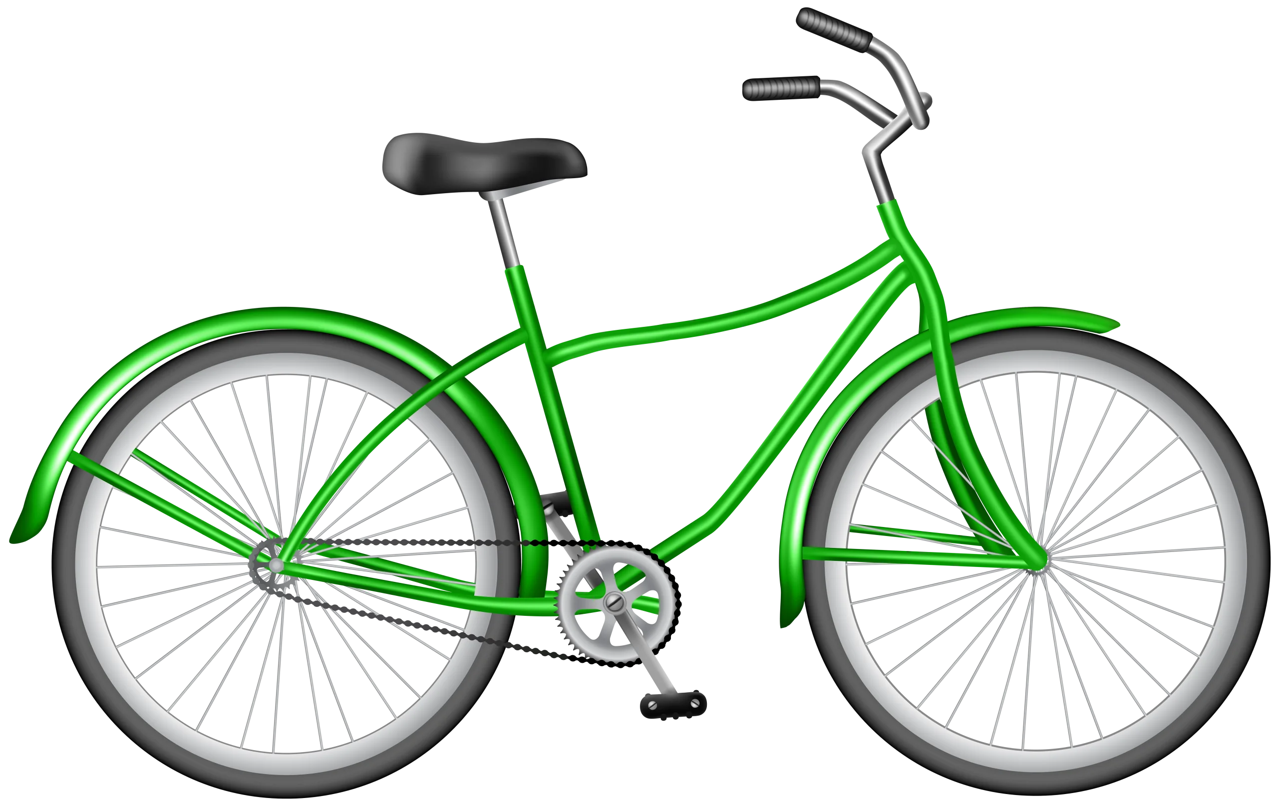 Sleek Green Urban Commuter Bicycle Clipart Illustration for Design Projects