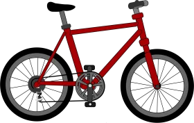 Sleek Red Minimalist Bicycle Clipart Design with Precise Geometric Lines