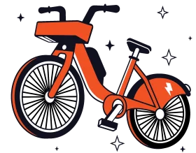Bold Orange Urban Bicycle Clipart Design with Stylish Graphic Elements