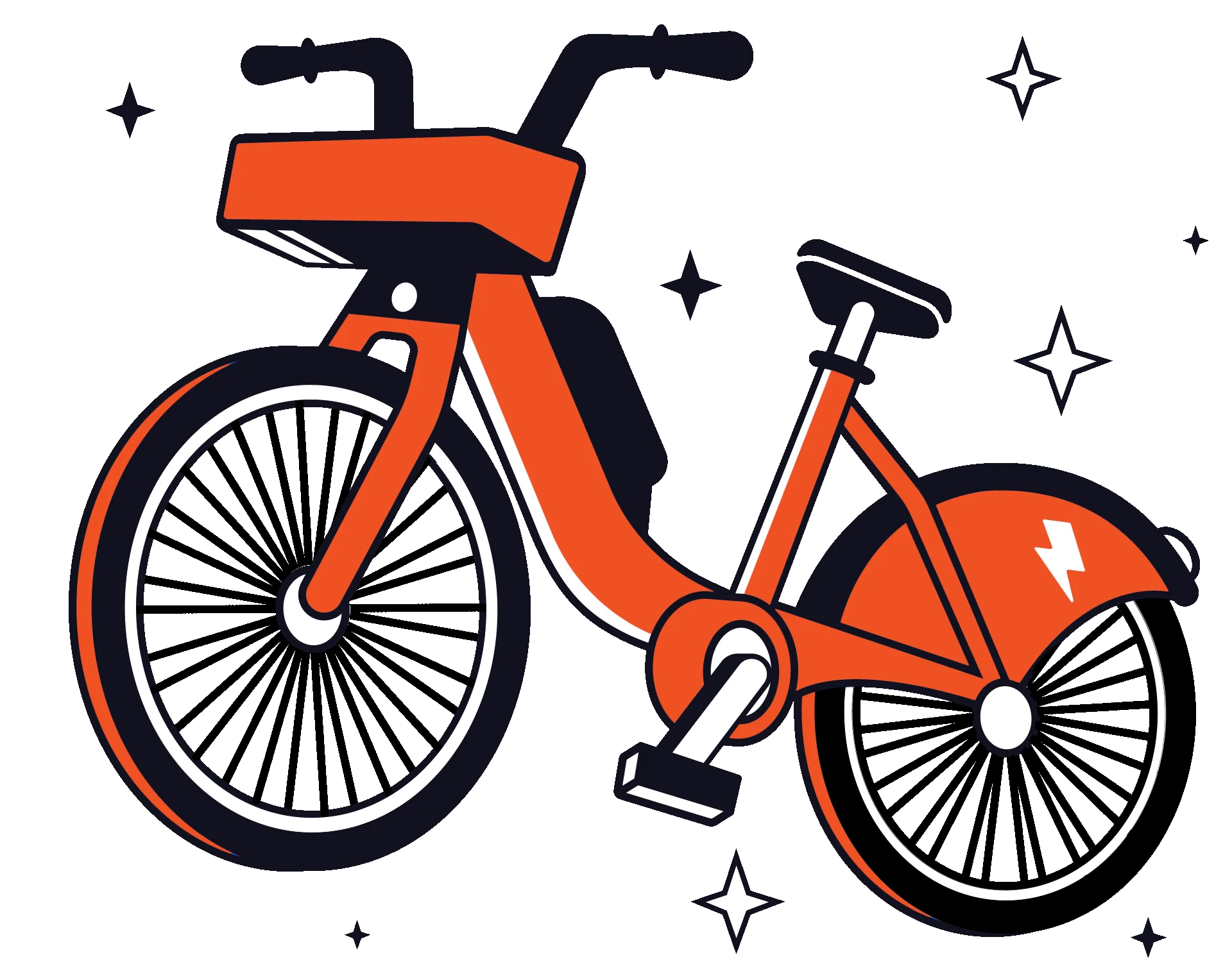Bold Orange Urban Bicycle Clipart Design with Stylish Graphic Elements