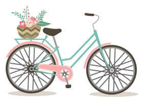 Charming Pastel Vintage Bicycle Clipart with Floral Basket Accent