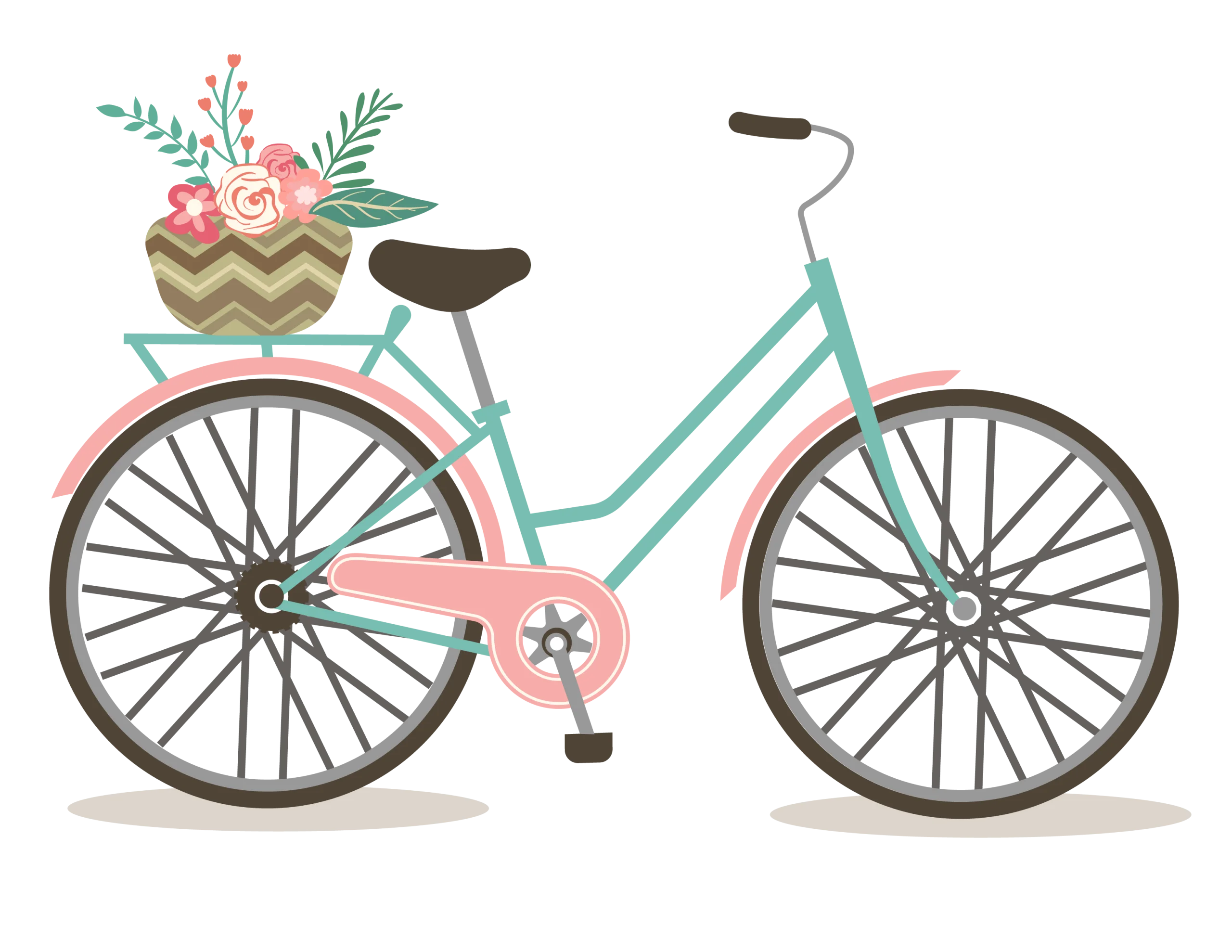 Charming Pastel Vintage Bicycle Clipart with Floral Basket Accent