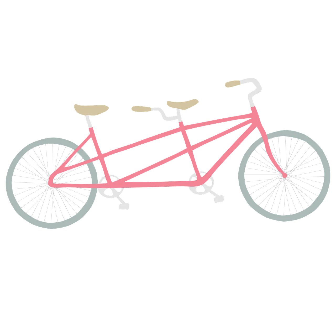 Charming Pink Tandem Bicycle Clipart Illustration for Romantic Adventures