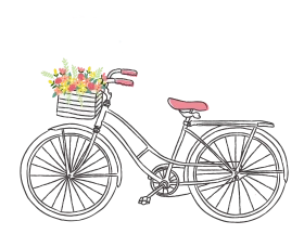 Charming Vintage Bicycle Clipart with Blossoming Flower Basket Illustration