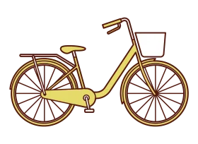 Charming Vintage-Inspired Yellow City Bicycle Clipart with Basket and Rear Rack