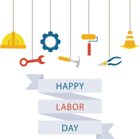 Cheerful Labor Day Celebration Clipart with Essential Work Tools and Equipment