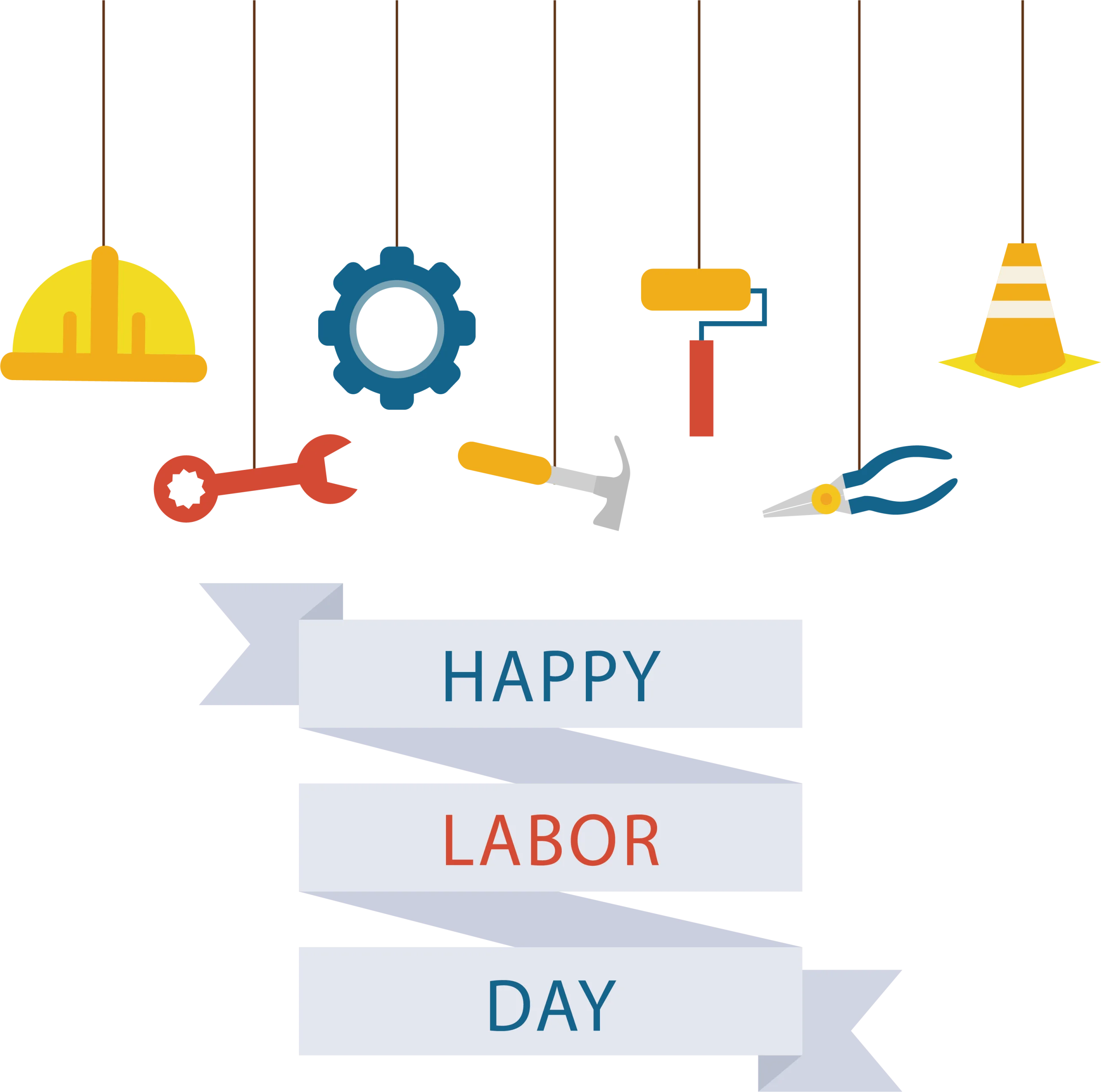Cheerful Labor Day Celebration Clipart with Essential Work Tools and Equipment