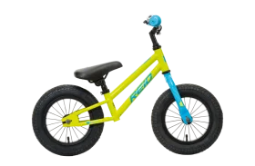 Cheerful Neon Yellow and Blue Kids Balance Bike Clipart Design