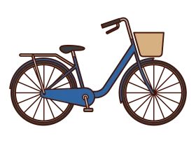 Classic Blue City Bicycle Clipart with Wooden Basket - Simple Urban Transport Illustration
