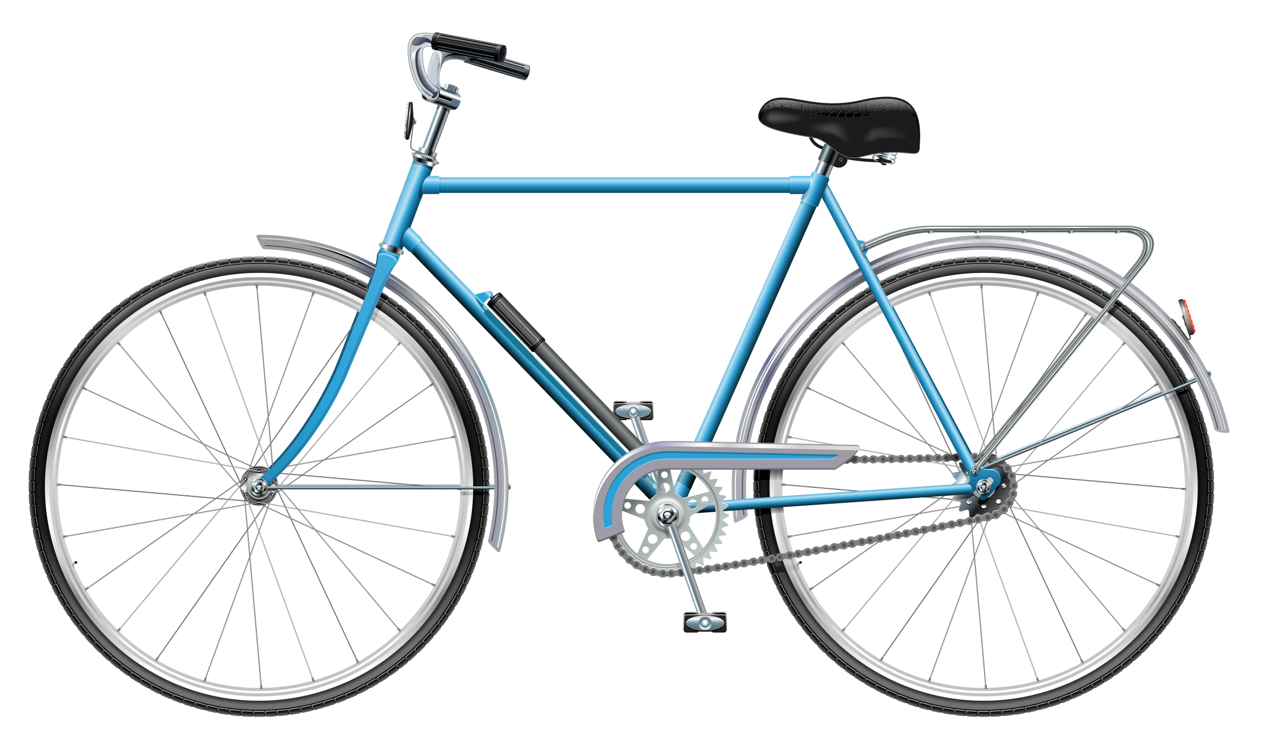 Classic Blue Urban Commuter Bicycle Vintage Style Clipart Illustration