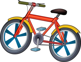 Classic Children's Bicycle Clipart Design with Bold Color Palette and Simple Geometry