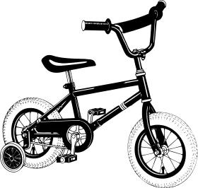 Classic Children's Training Bicycle Clipart with Stabilizer Wheels Design