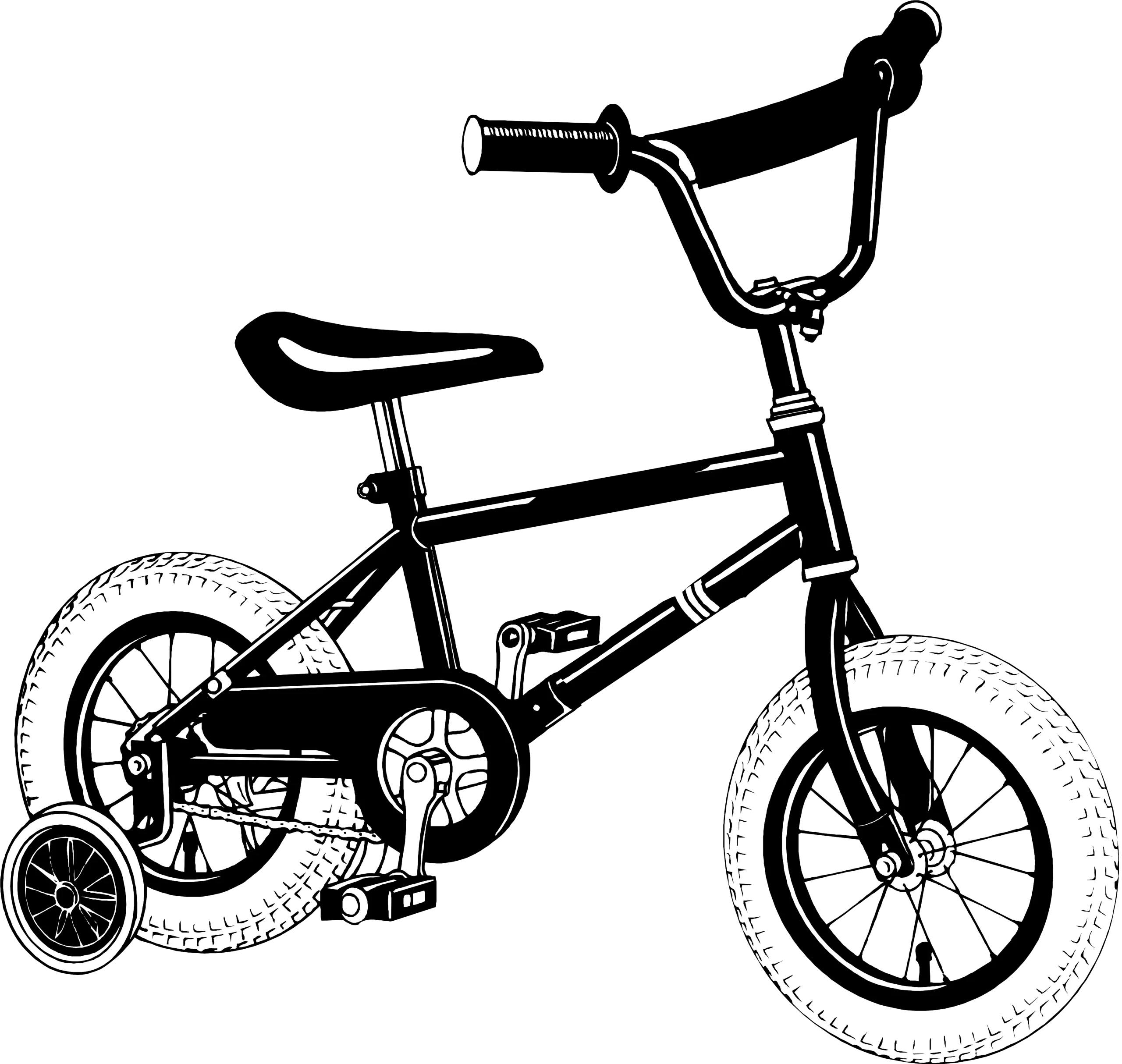 Classic Children's Training Bicycle Clipart with Stabilizer Wheels Design