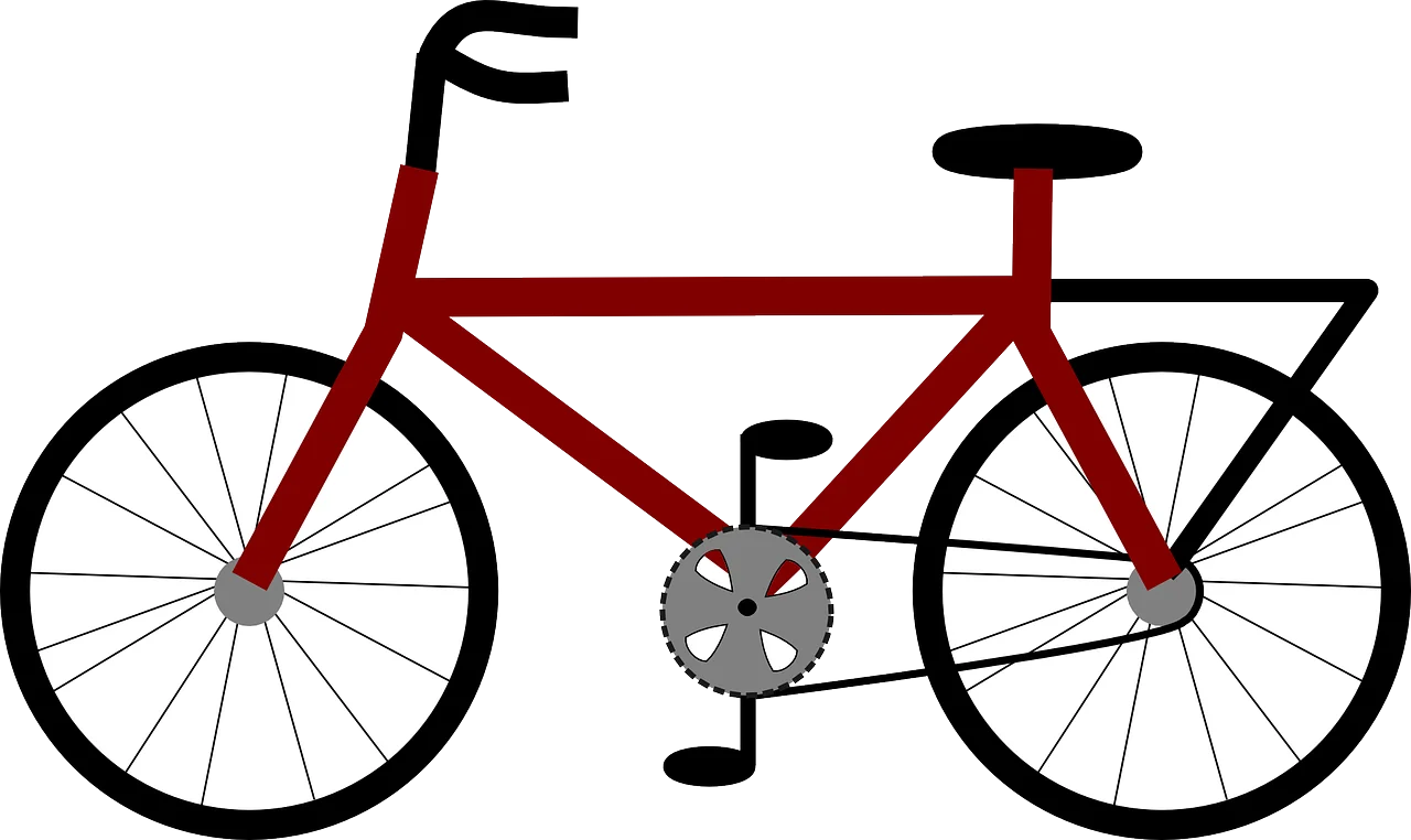 Classic Red Minimalist Bicycle Clipart Design for Simple Graphic Illustration