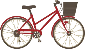 Classic Red Urban Commuter Bicycle Clipart Design with Practical Basket