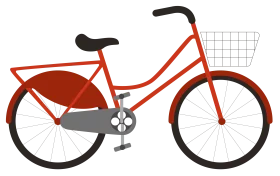 Classic Urban Bicycle Clipart Design with Basket and Stylish Red Frame