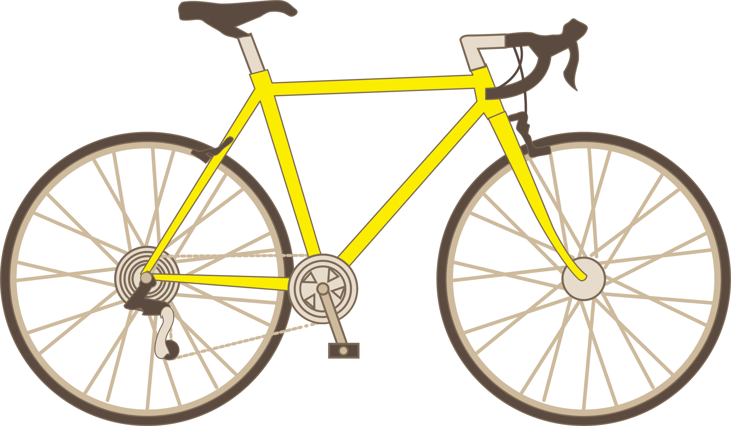 Classic Yellow Road Bicycle Clipart Illustration with Slim Racing Design
