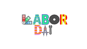 Colorful Labor Day Celebration Clipart Design with Playful Typography