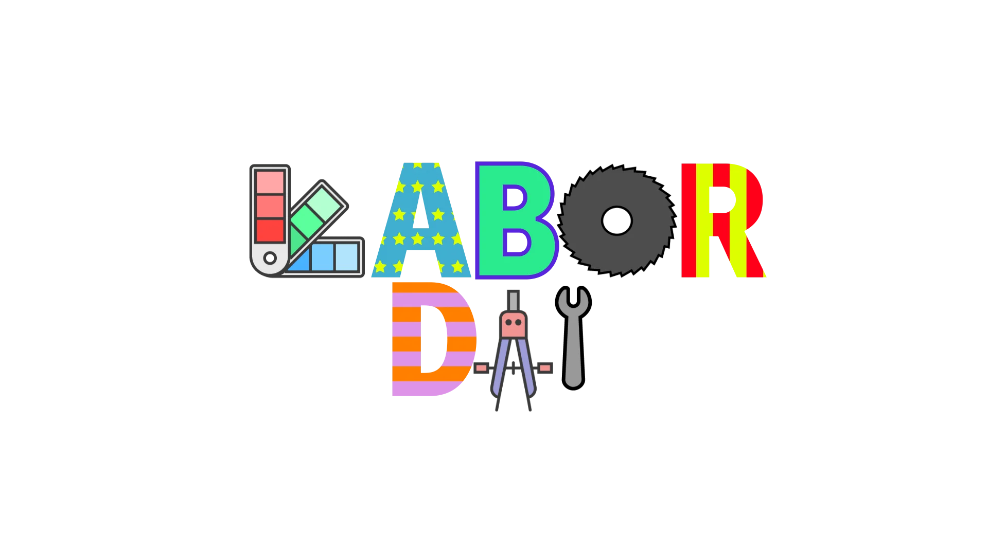 Colorful Labor Day Celebration Clipart Design with Playful Typography