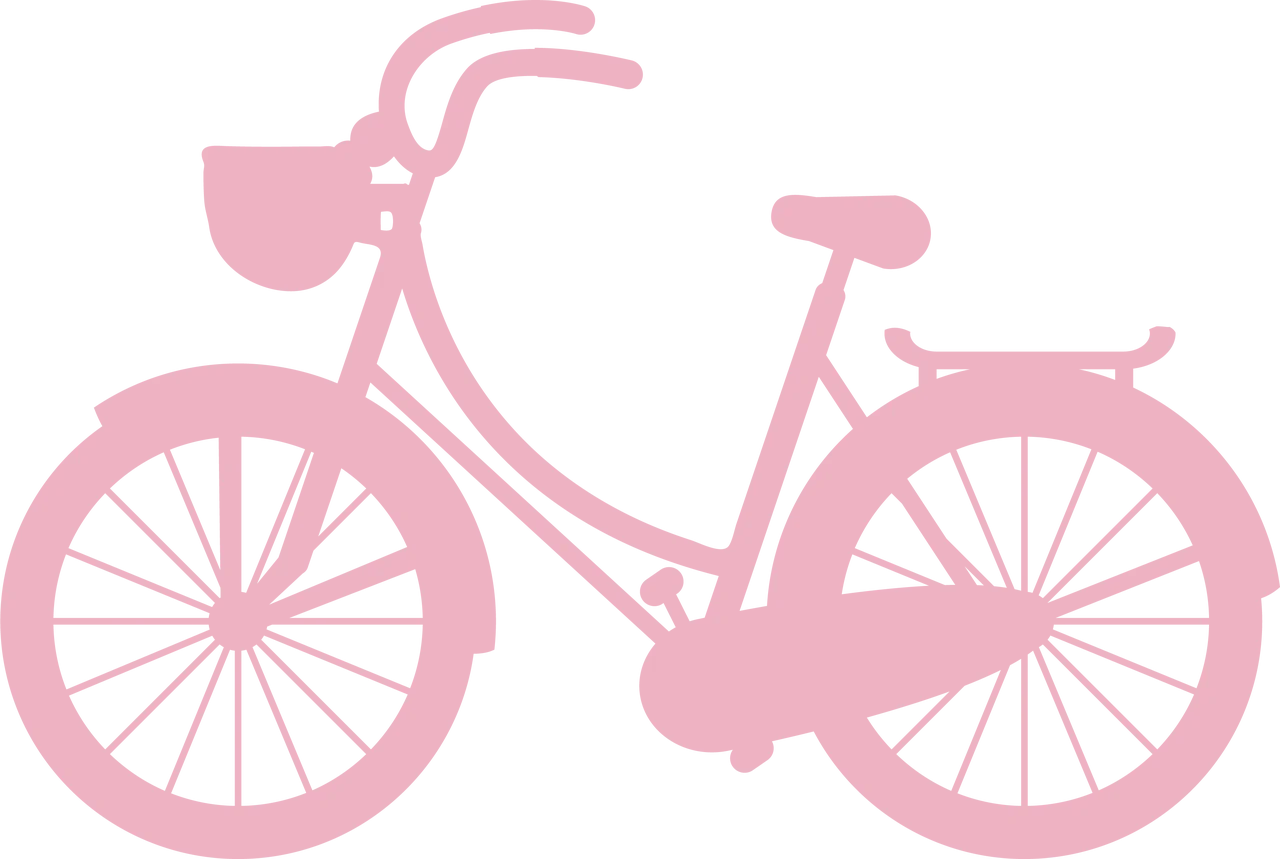 Delicate Pastel Pink Bicycle Clipart Silhouette - Elegant Design