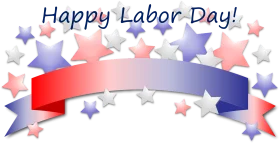 Festive Labor Day Celebration Clipart with Patriotic Stars and Ribbon Design