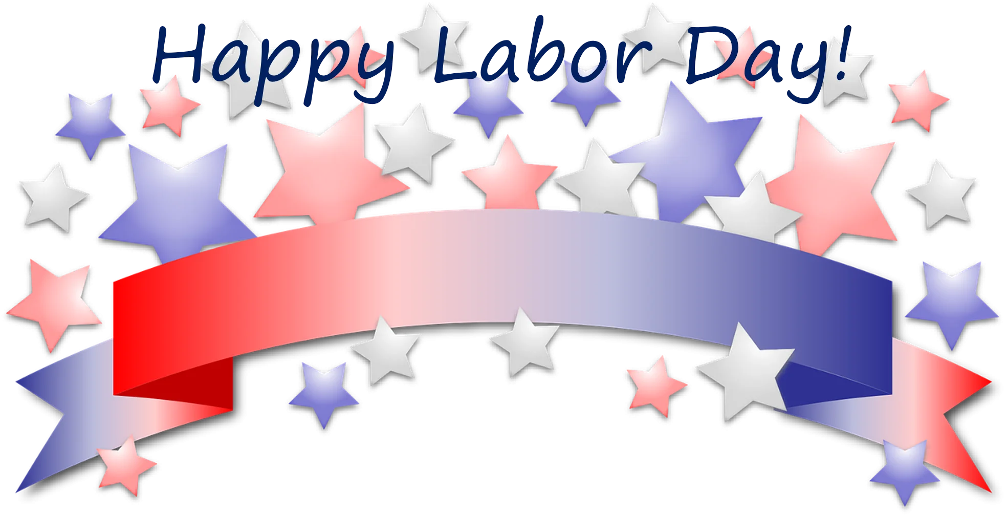 Festive Labor Day Celebration Clipart with Patriotic Stars and Ribbon Design