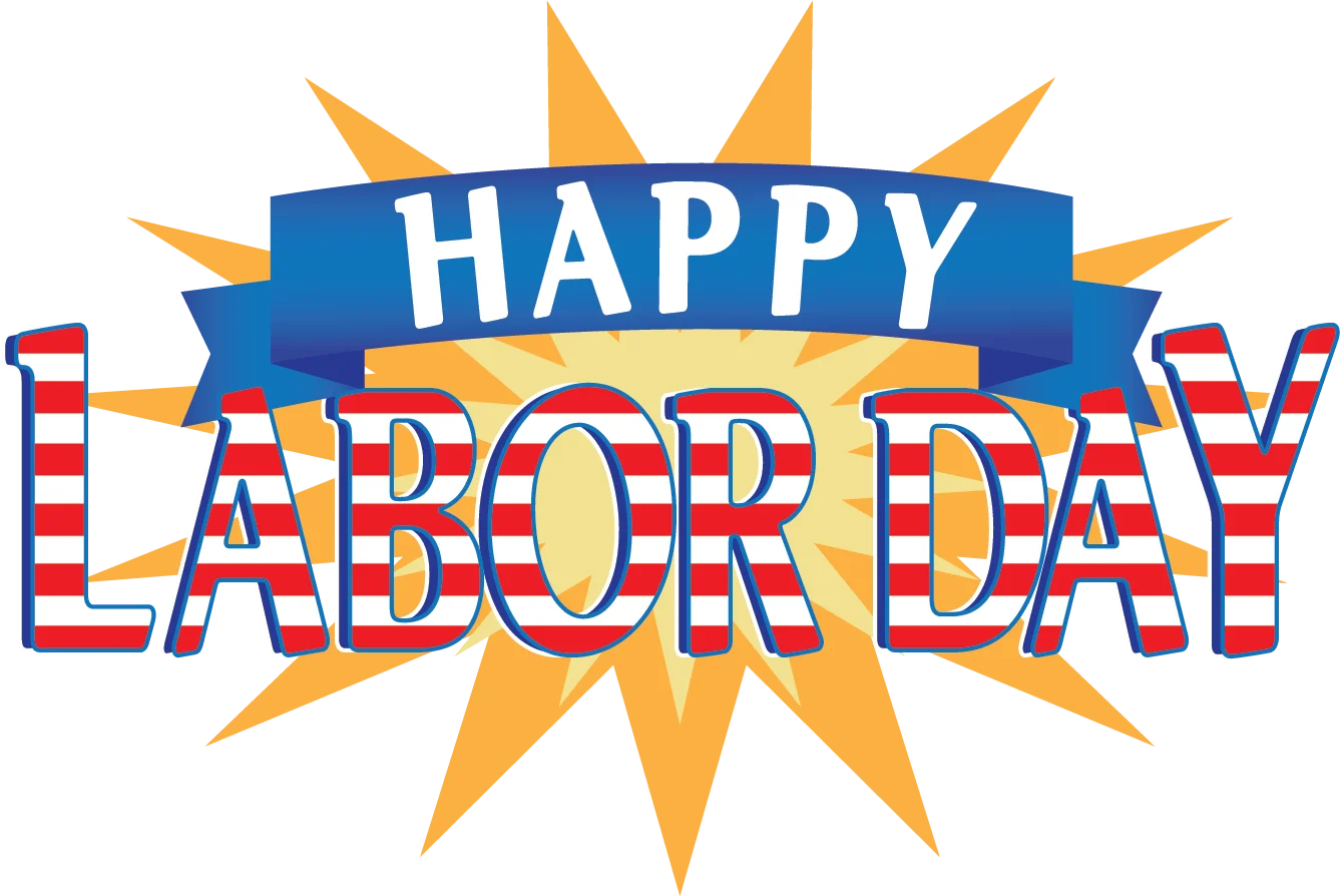 Festive Labor Day Celebration Clipart with Sunburst and Patriotic Typography