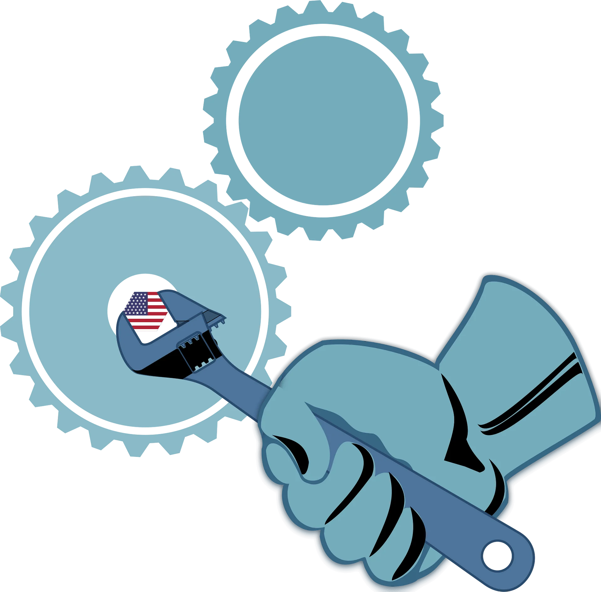 Labor Day American Workers Solidarity Gear Mechanism Clipart Illustration