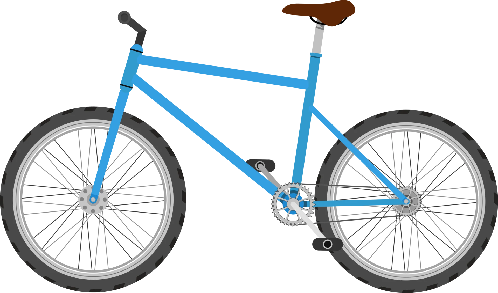 Minimalist Azure Blue Bicycle Clipart with Sleek Design and Brown Seat