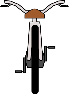 Minimalist Black and Brown Bicycle Clipart Illustration from Front View