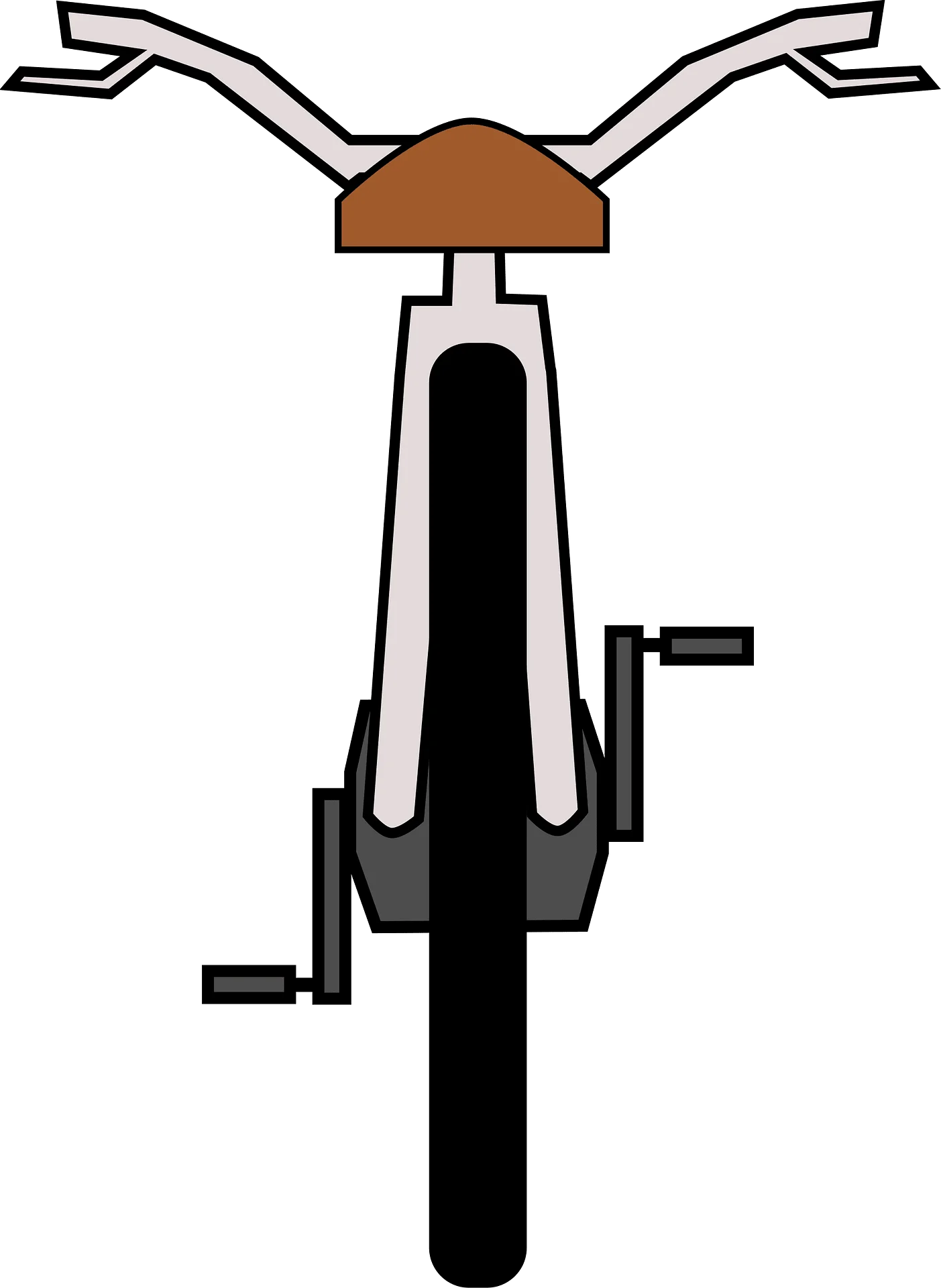 Minimalist Black and Brown Bicycle Clipart Illustration from Front View