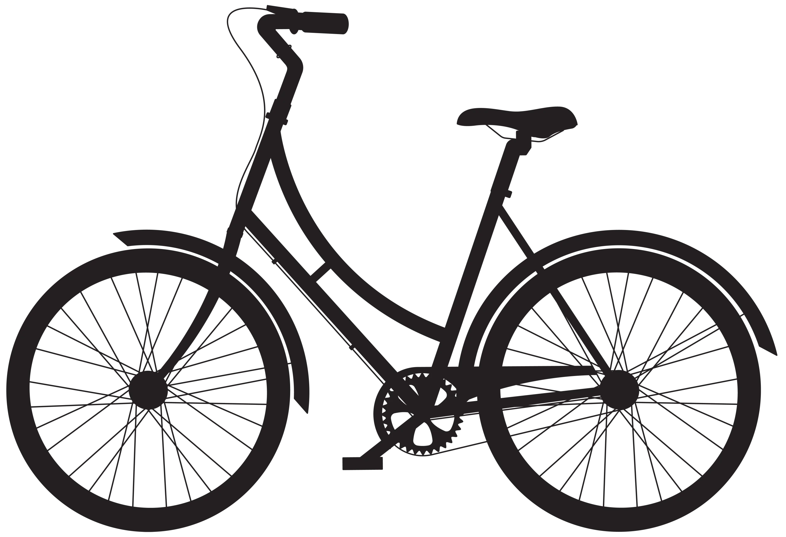 Minimalist Black and White Bicycle Clipart Design with Clean Lines and Simple Silhouette