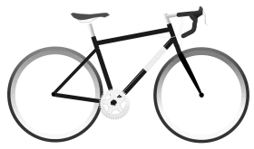 Minimalist Black and White Road Bicycle Clipart with Sleek Design Elements