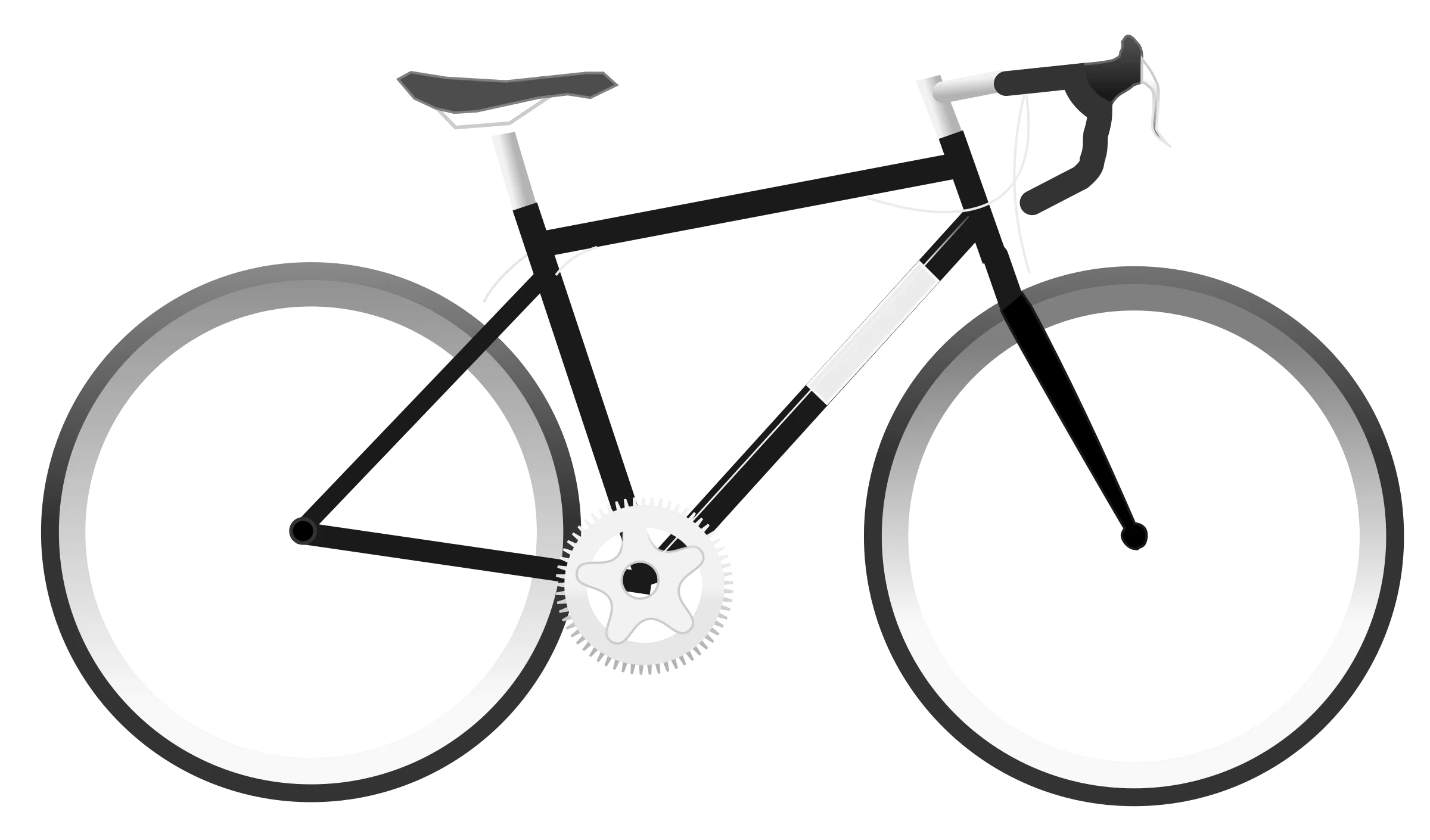 Minimalist Black and White Road Bicycle Clipart with Sleek Design Elements