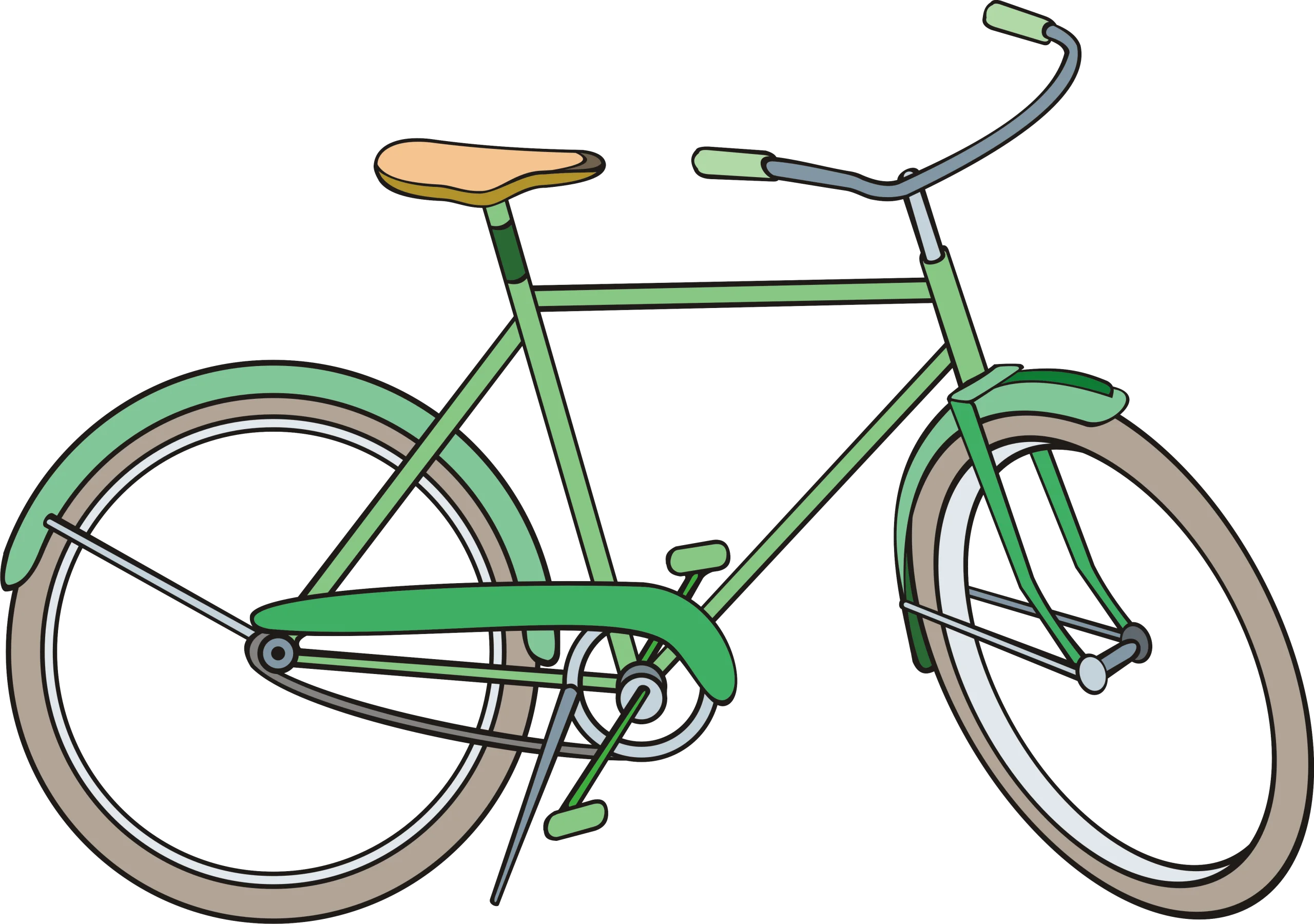 Minimalist Green Classic Bicycle Clipart Illustration for Design Projects