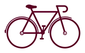 Minimalist Maroon Road Bike Silhouette Vintage Clipart Illustration Design