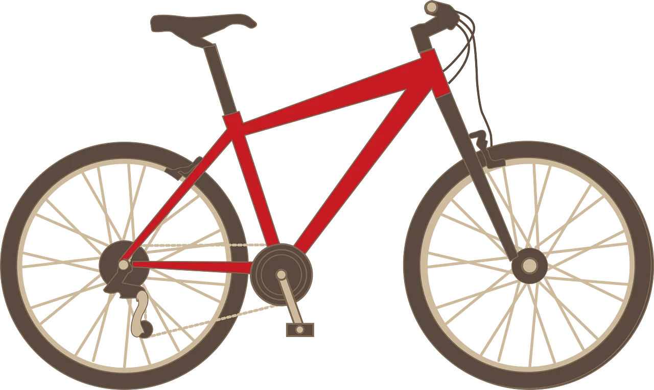 Minimalist Red Mountain Bicycle Clipart Design with Sleek Geometric Lines