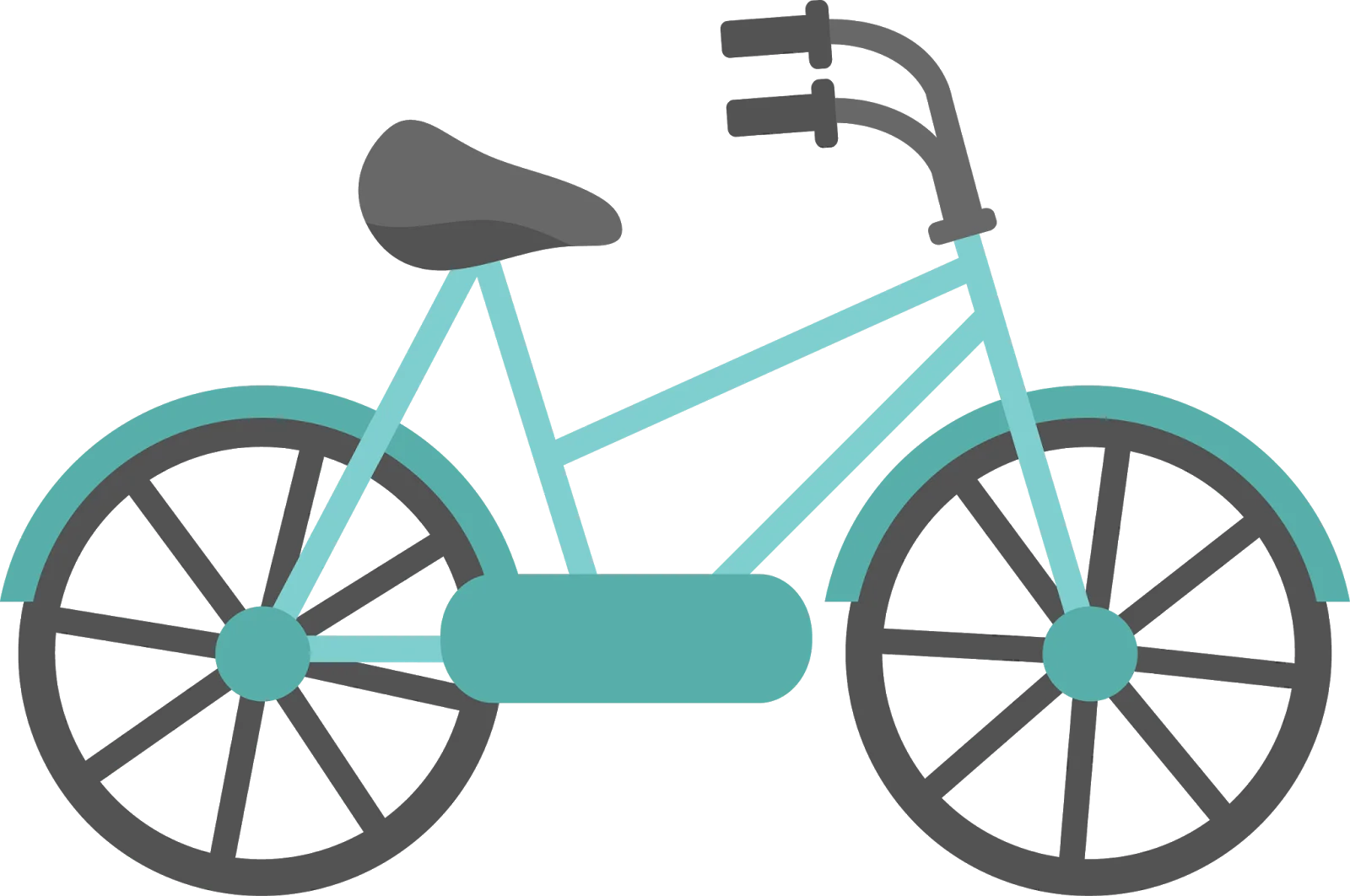 Minimalist Teal Bicycle Clipart with Simple Geometric Design and Clean Lines