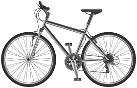 Monochrome Sleek Urban Hybrid Bicycle Clipart Illustration with Precise Detailing