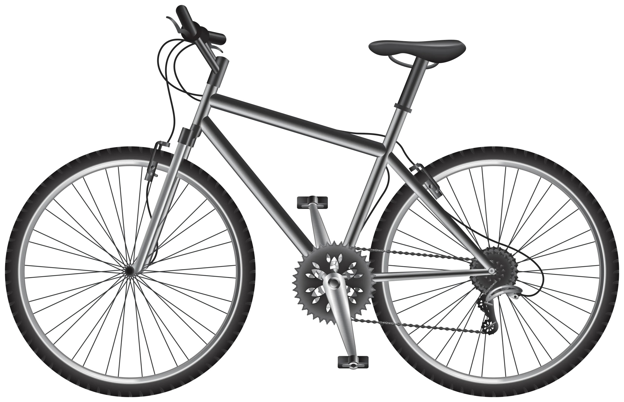 Monochrome Sleek Urban Hybrid Bicycle Clipart Illustration with Precise Detailing