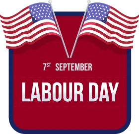 Patriotic Labor Day Celebration Clipart with Wavy American Flags
