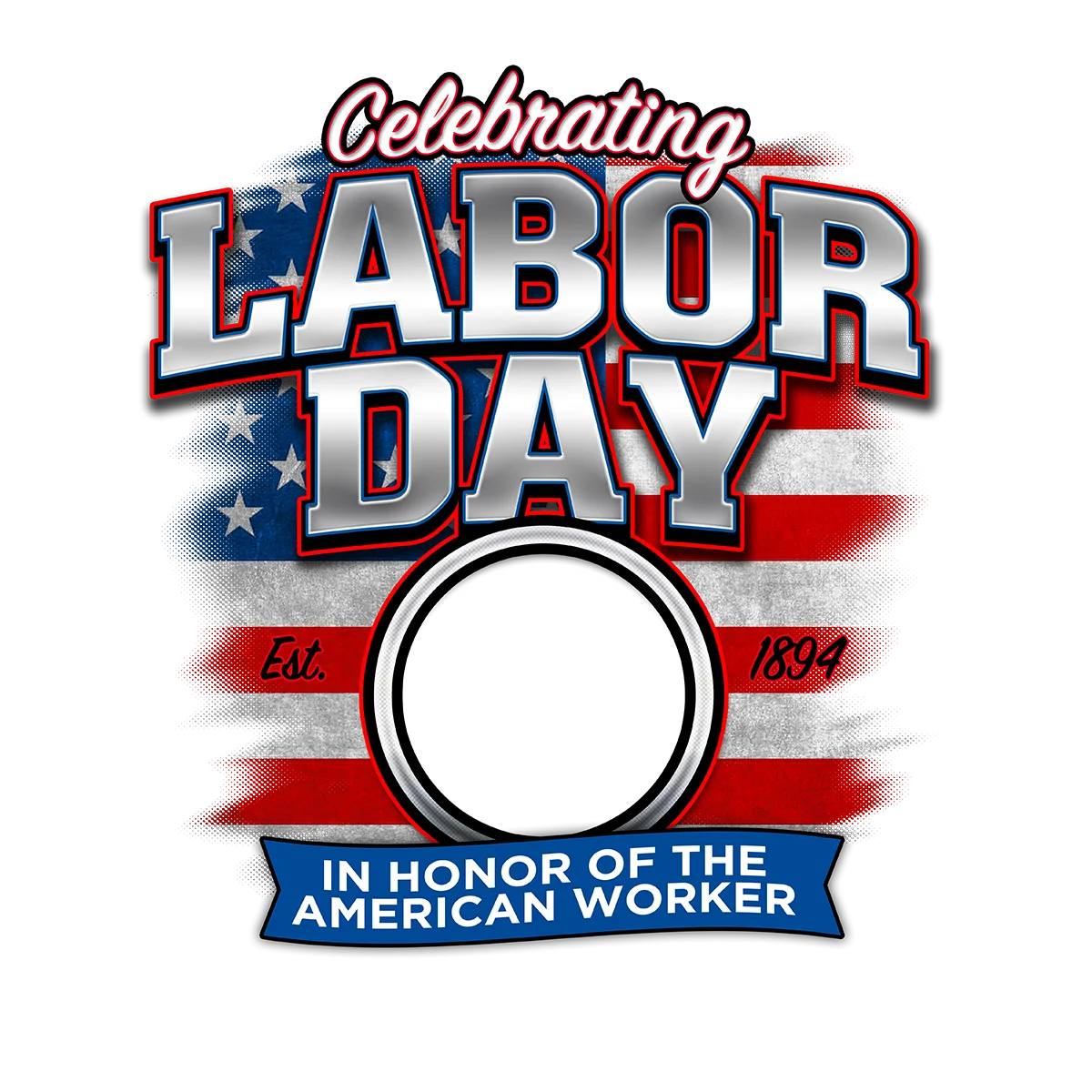 Patriotic Labor Day Clipart Honoring American Workers with Flag Design