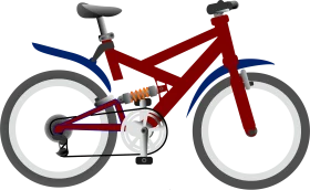 Red and Blue Mountain Bike Clipart Design with Sleek Frame and Wheels