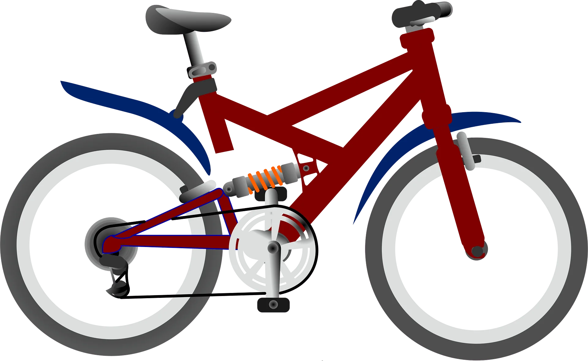 Red and Blue Mountain Bike Clipart Design with Sleek Frame and Wheels