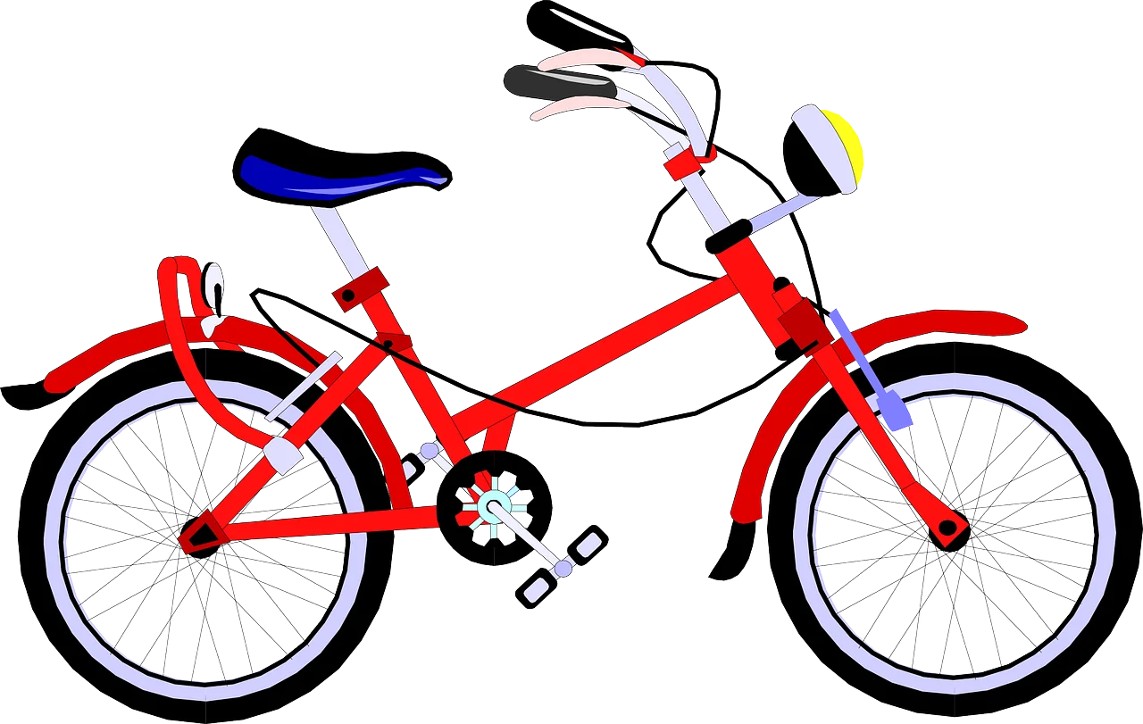 Retro Red Kids Bicycle Clipart with Sleek Design and Compact Frame
